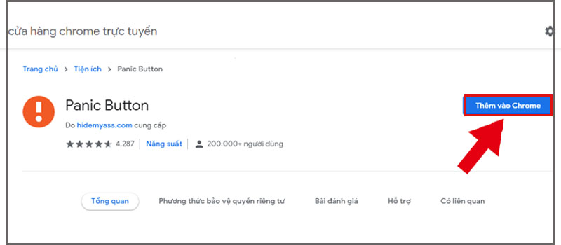Cài đặt tiện ích mở rộng Panic trên cửa hàng Chrome 